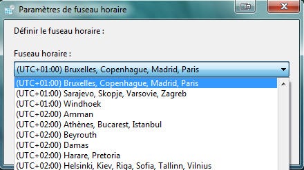 Changer de fuseau horaire Windows