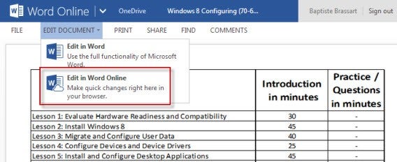 Edit in Word Online