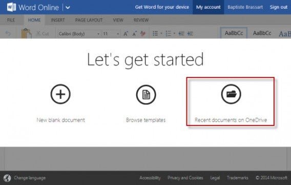 Recent documents Office Online