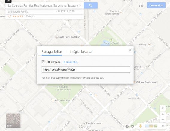 google maps - obtenir une URL abrégée