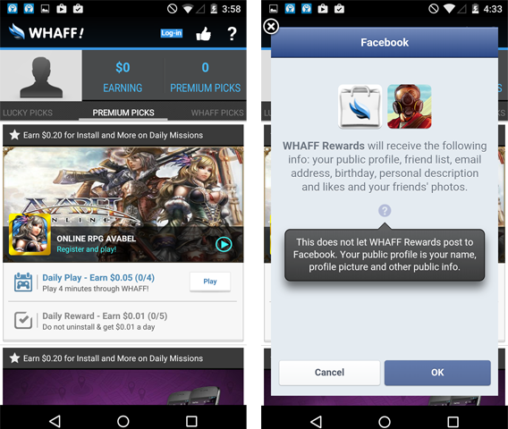 WHAFF gagner de l'argent Android