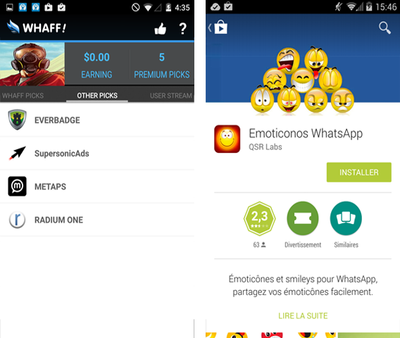 WHAFF gagner de l'argent Android