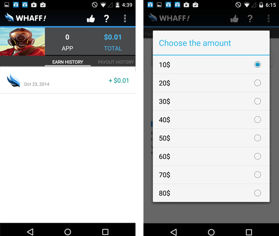 WHAFF gagner de l'argent Android