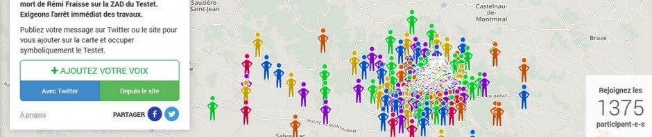 #OccupySivens : occupez virtuellement le site du barrage de Sivens avec Twitter et OpenStreetMap