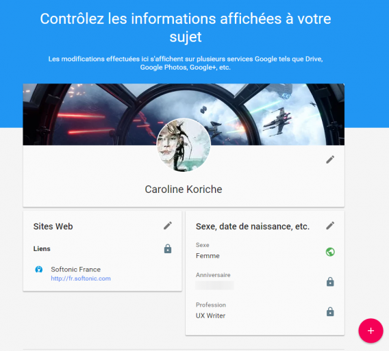 Contrôlez les informations affichées à votre sujet