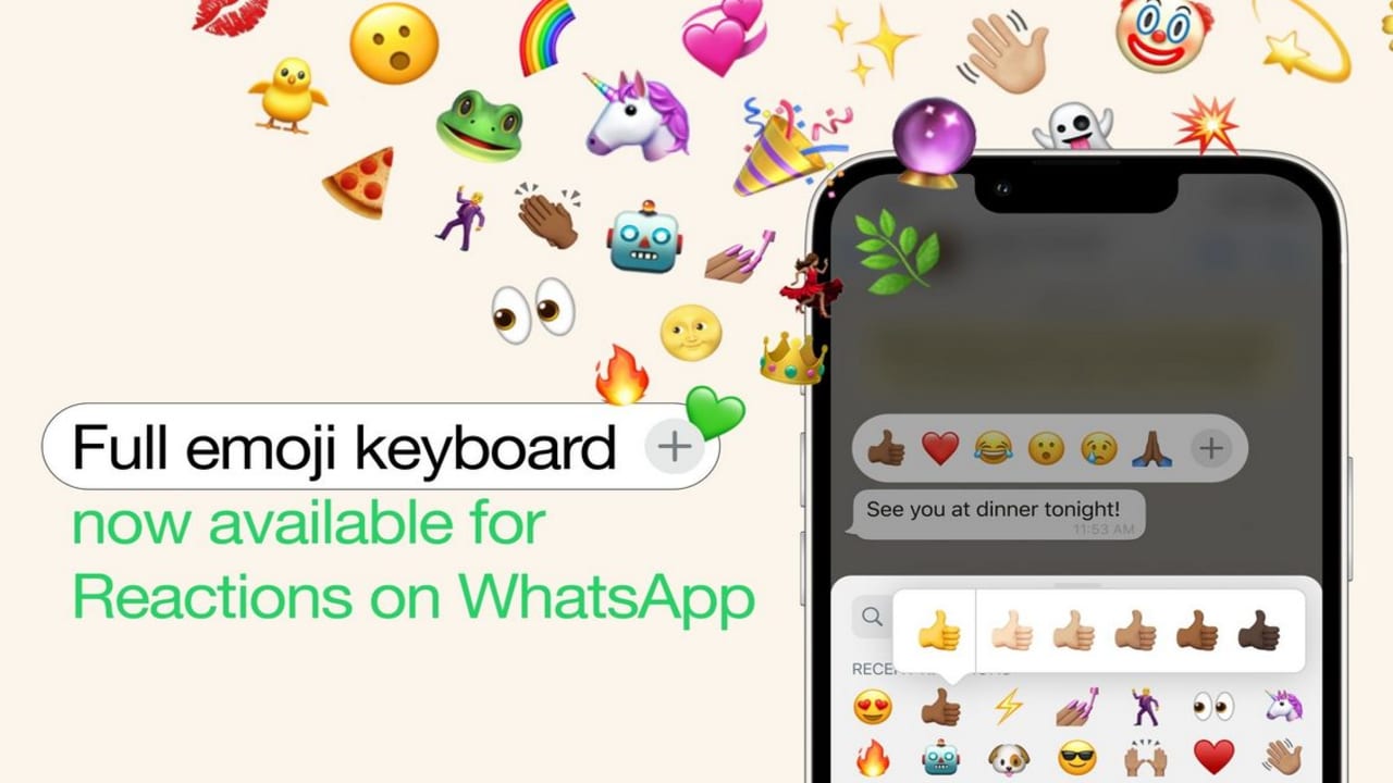 WhatsApp permite reaccionar a los mensajes con todos sus emojis