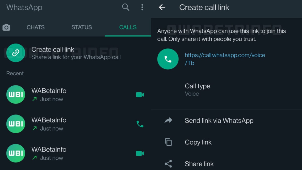 WhatsApp permite crear un enlace para unirse a una llamada