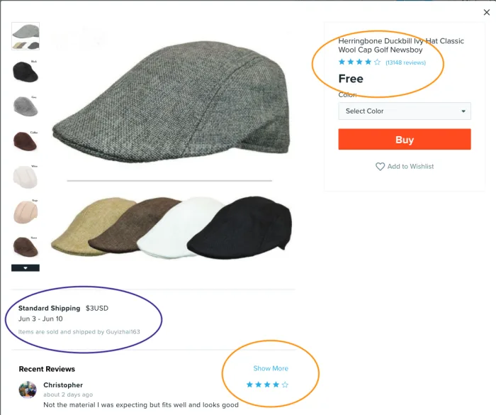 Wish Product Page