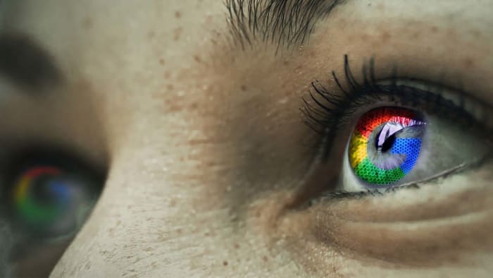 Google logo in an eye