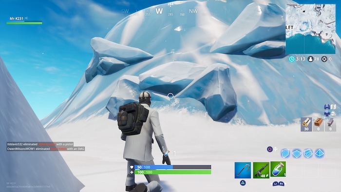 fortnite season 8 week 1 challenges snow face - fortnite face in snow location