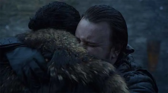 Sam hugs Jon