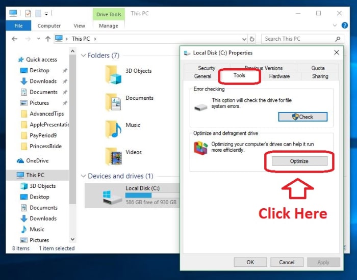 Windows 10 optimize and defragment drive