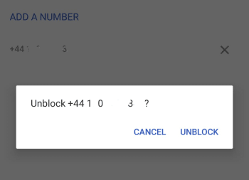 block numbers on Android