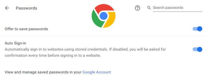 Chrome password manager