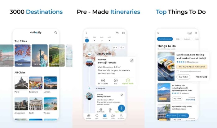 Visit a City travel guide app planning