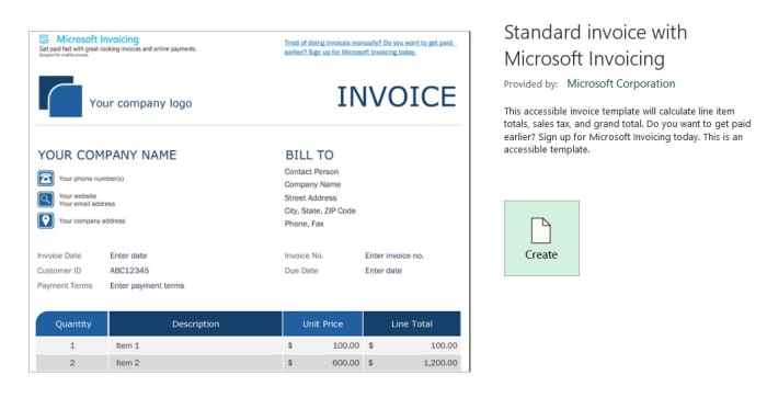 Invoice templates for office
