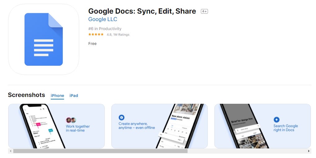 Interfaz de Google Docs