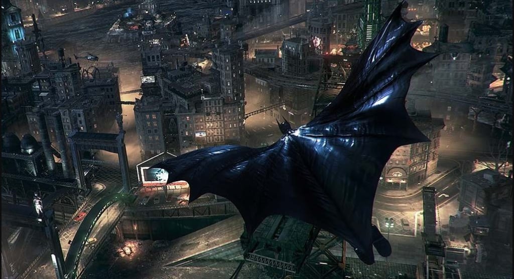 Batman sobrevolando Gotham en Arkham Knight