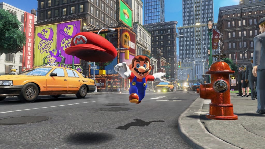 Mario y Cappy en el mundo abierto de Mario Odyssey