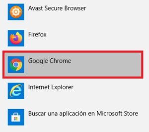 Seleccionar Google Chrome como navegador por defecto