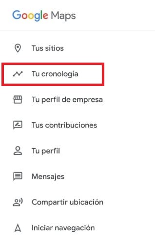 Opción de Tu Cronología en Google Maps