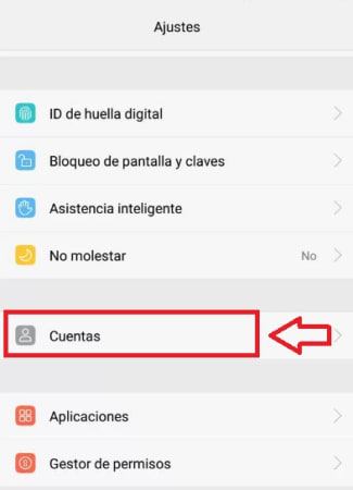 Cuentas en móvil Android