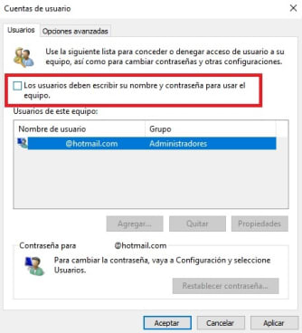 Cómo quitar la contraseña de Windows 10