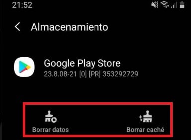 Borrar los datos de Google Play