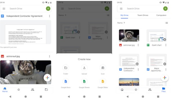 Interfaz de Google Drive para Android