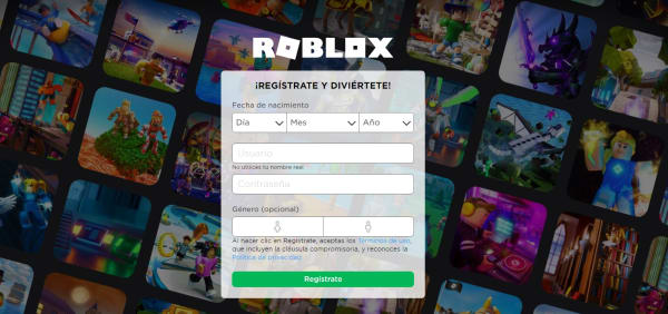 Página oficial de Roblox