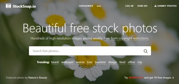 Página de StockSnap.io