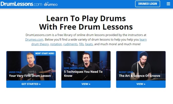 Página de Drum Lessons