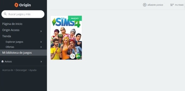 Los Sims 4 menu origin