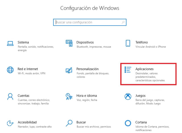 Acceder a Aplicaciones en Windows 10