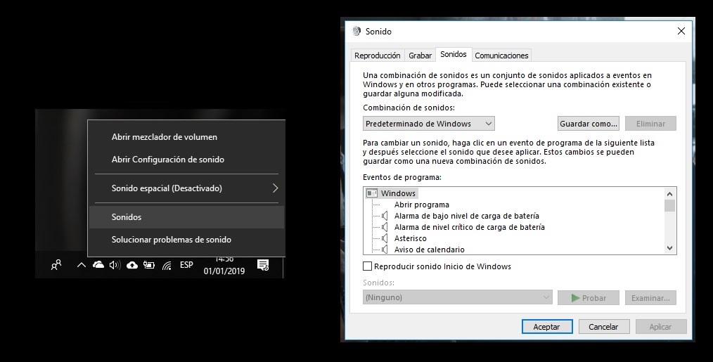 Cómo cambiar los efectos de sonido de Windows 10