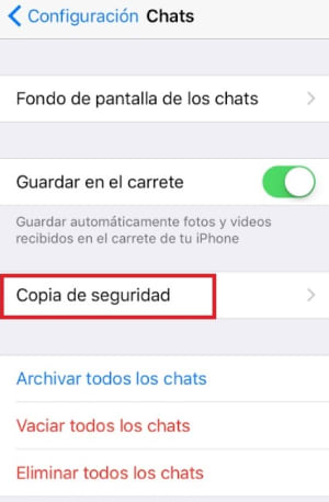 Copia de seguridad de WhatsApp en iPhone