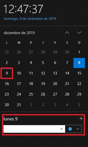 Añadir evento a calendario en Windows 10
