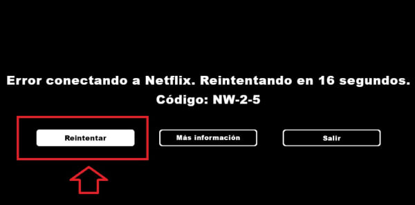 Reintentar conexión a Netflix