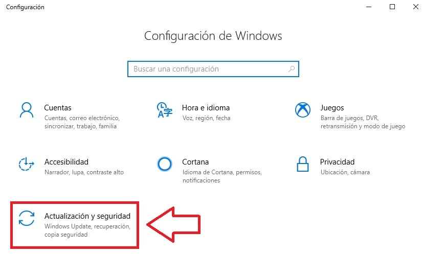 Actualización y seguridad de Windows 10