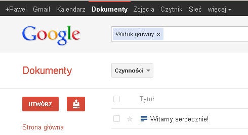 Google Dokumenty - usługa Gmail