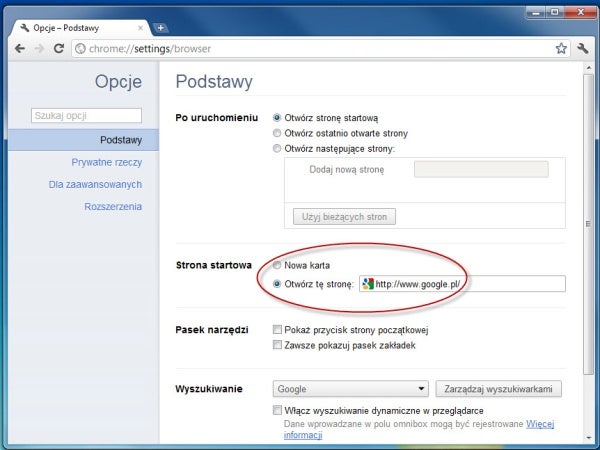 Jak zmienić stronę startową w Google Chrome?