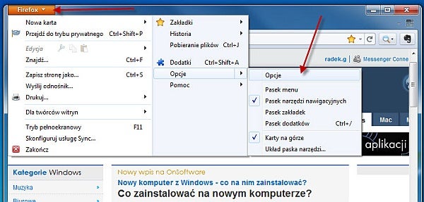 jak zmienić stronę startową w Mozilla Firefox