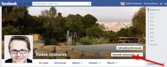 oś czasu facebook