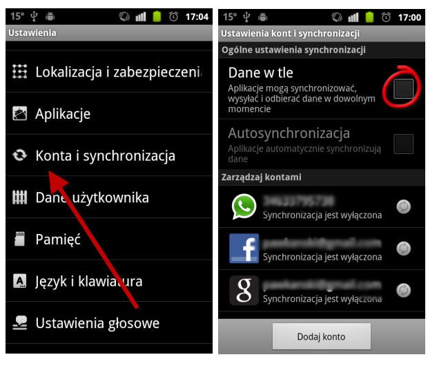 Synchronizacja danych w tle Android