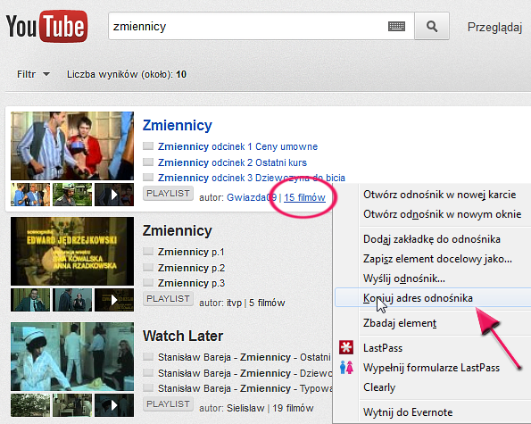 pobieranie z Youtube
