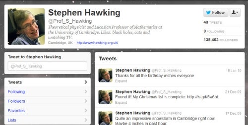 Twitter Stephena Hawkinga
