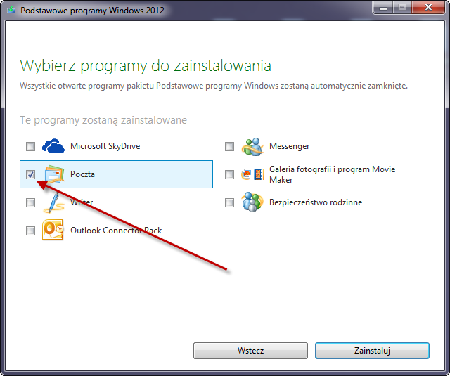 Windows Mail instalacja