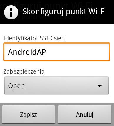 Skonfiguruj punkt Wi-Fi na Androidzie 2.x