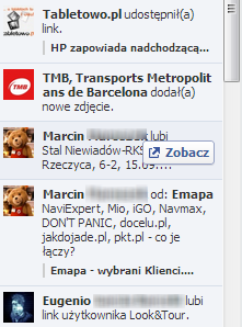 Aktywnosc znajomych na Facebooku