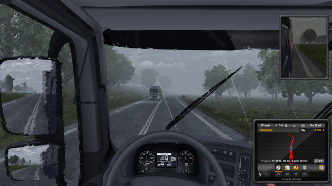 Euro Truck Simulator 2 deszcz